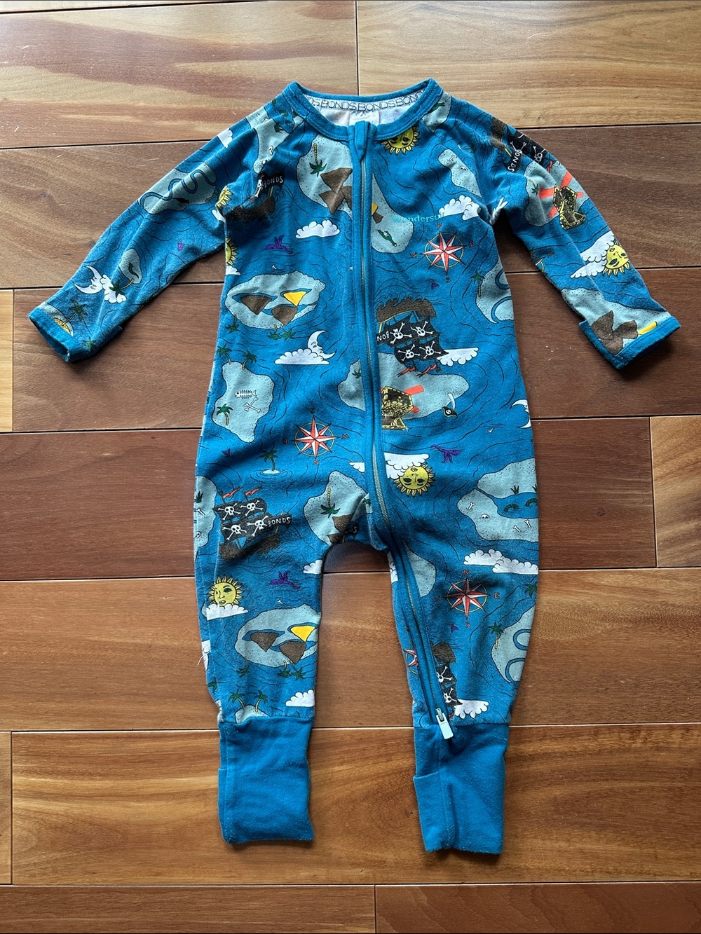Bonds Blue Pirate Map Zippy Pjs 6-12m